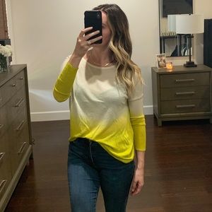 Long sleeve light sweater - cream and green ombré